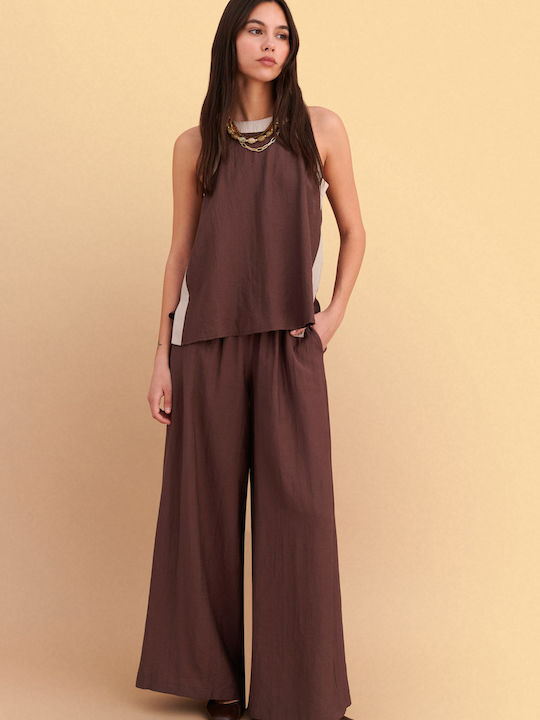 Women's Pantaloons with Rubber Band Brown