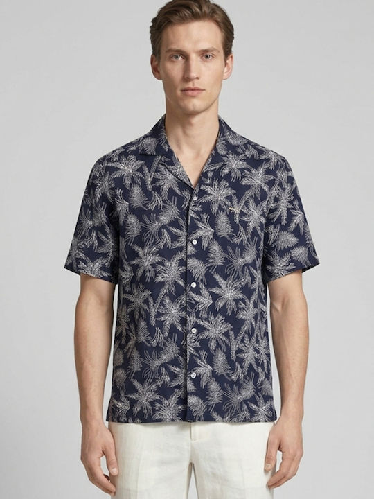 Short Sleeve Linen Shirt Navy
