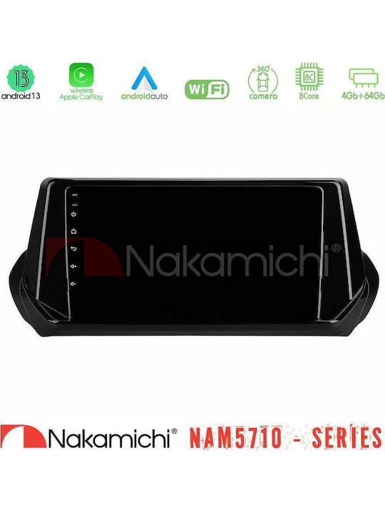 Nakamichi Car Audio System for Peugeot 208 2019-2023 Bluetooth USB WiFi GPS Apple CarPlay Android Auto with 9" Touch Screen