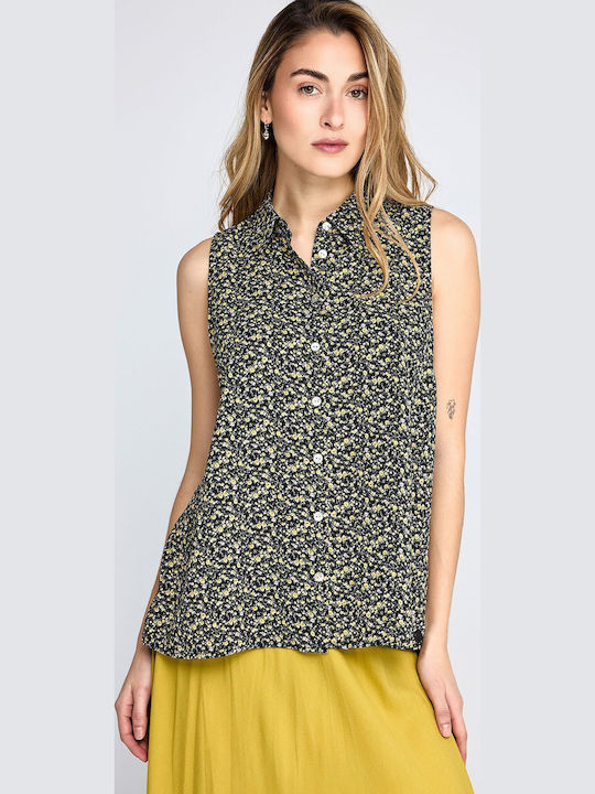 Sleeveless Women's Shirt Black Floral
