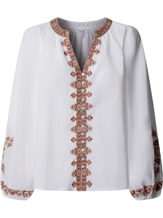 Pepe Jeans Long Sleeve Women's Shirt Base Beige