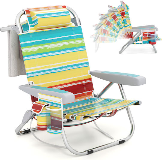 Costway Aluminium Beach Lounger-Armchair with 5-Position Recline Waterproof