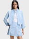 Long Sleeve Women's Shirt Light Blue Striped