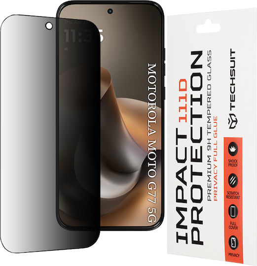 Techsuit Full Glue Privacy Full Face Tempered Glass (Motorola Moto G77 / G67)