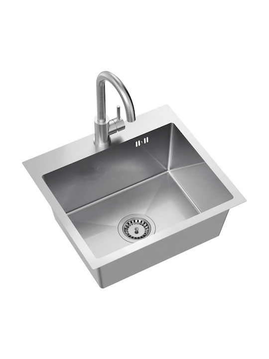 MYQ Drop-In Inox Küchenspüle mit Wasserhahn M45xP50cm Graue