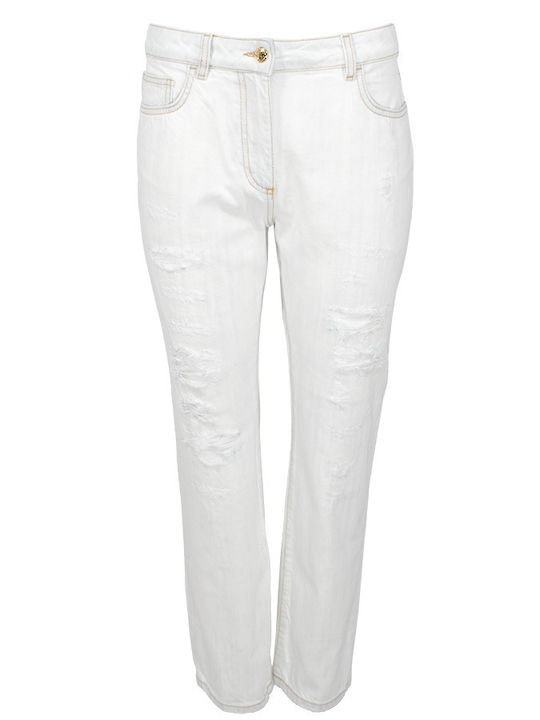 Women's Jean Pants With Rips in Slim Fit White