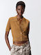 Kurze Damen Gestrickte Strickjacke Braun