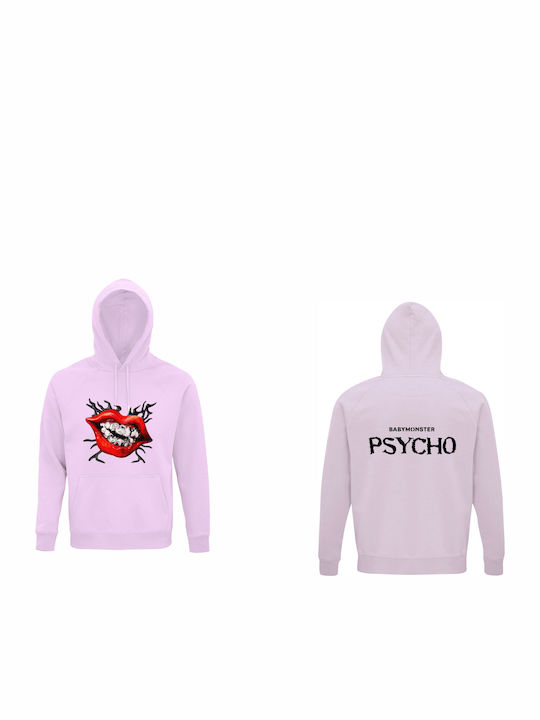 Детски Суичър с Качулка Creamy Pink Babymonster Psycho Kpop Band