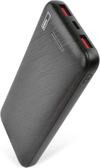Emos Power Bank 10000mAh με 2 Θύρες USB-A και Θύρα USB-C Μαύρο