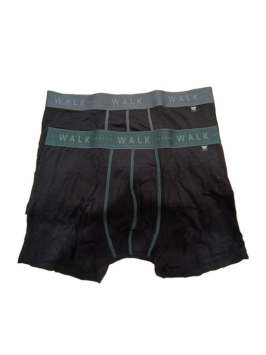 Walk Ανδρικά Μποξεράκια Μαύρο 2Pack