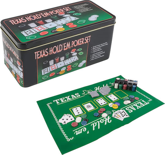 Set Set 200 Pokerchips in Metallische Box mit 2 Pokerchips und Filz