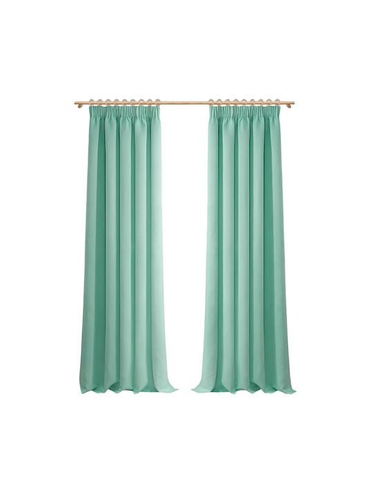 Mrtrees Set Curtains Blackout Window with Pencil Pleat Green Mint 140x245cm