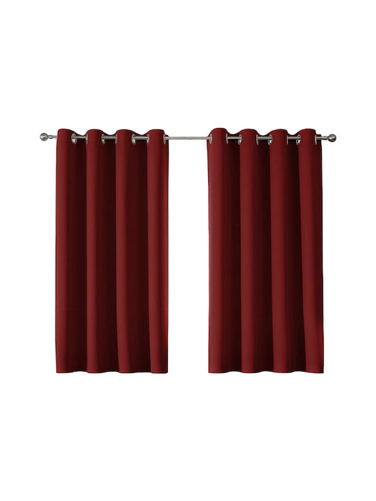Cucraf Set Perdele Opace Pentru Fereastra Cu Capse Roșii 132x137cm