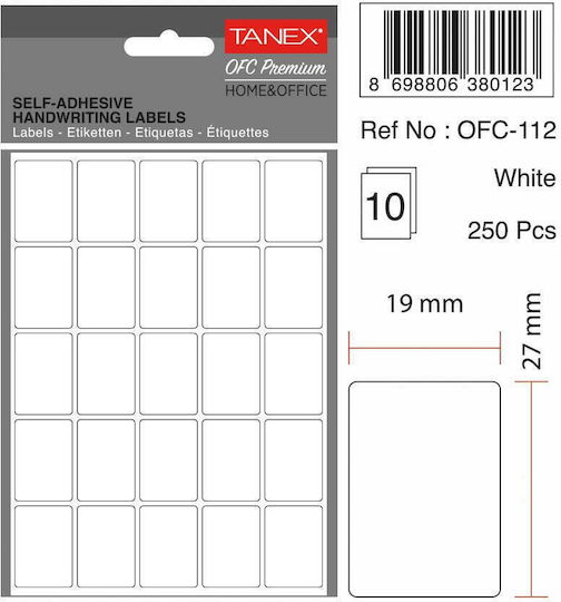 Tanex 250 Tmcx Etichete Adezive În Culoare Albă 19x27mm