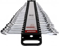 Gedore Red Combination Wrench Set Range 6–32 Mm Satin Chrome Finish Chrome-vanadium Steel Professional Kit Mechanics Maintenance