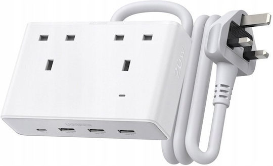 Ugreen Захранваща лента с 3 USB-A 1 USB-C и кабел 1.5m