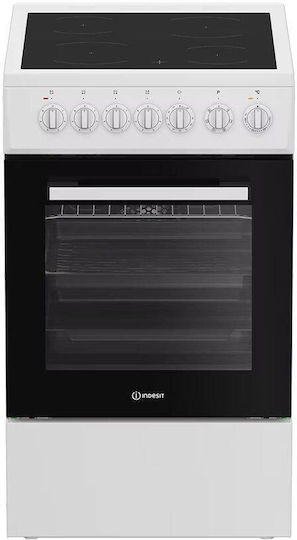 Indesit Aragaz 66l cu Plită Ceramică Lățime 60cm Alb
