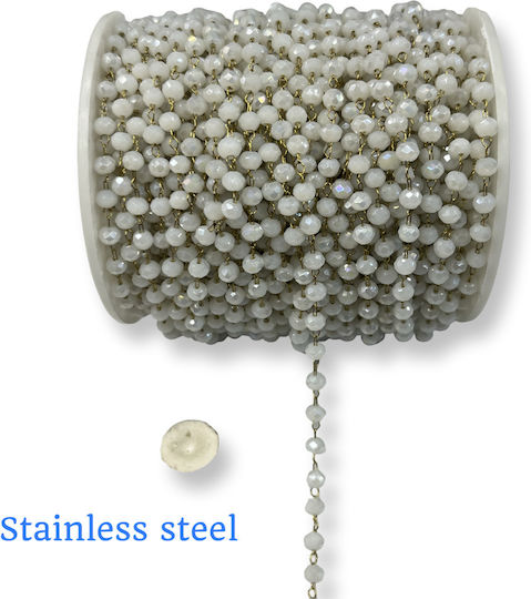 Steel Chain Rosary with Crystal Beads 3.5mm