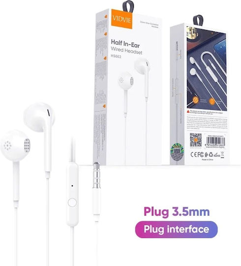 Vidvie In-ear Handsfree Ακουστικά με Βύσμα 3.5mm Λευκό
