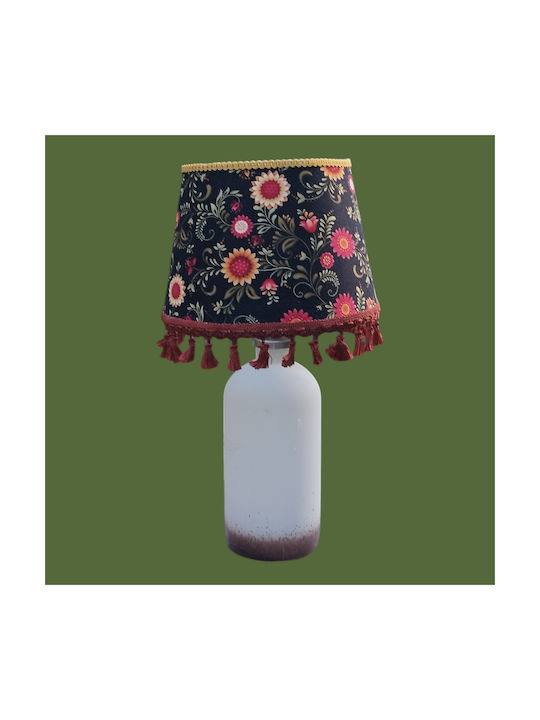 Oxygen Glass Table Lamp for E27 Fitting with Shade and Yellow Base