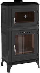 Thermozoff Keramischer Holzofen mit Backofen 7,09 kW Schwarz Matt