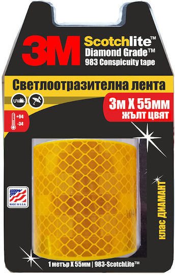 3M Bandă Reflectorizantă Diamond Grade în Culoare Galbenă cu Lungimea de 3m