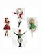 Home Guru Set 4 Stück Figuren Zirkus Hängende Polyresin 10.5 cm
