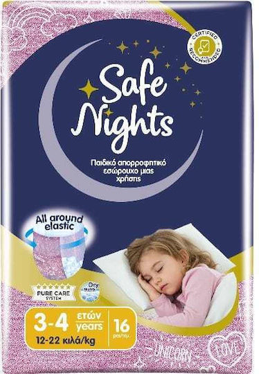 Safe Nights Diaper Pants Girl For 12-22kg 16 Pieces