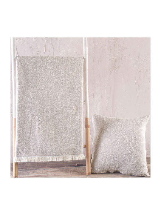 Rythmos Terrain Armchair Throw 2 Sides Jacquard 160x180cm Beige