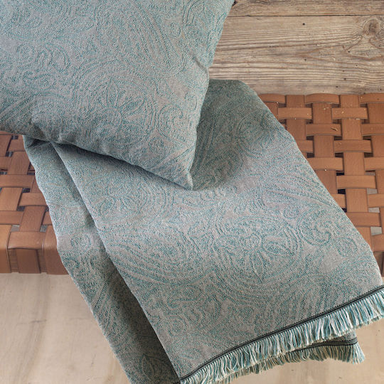 Rythmos Ivy Three-Seater Sofa Throw 2 Sides Jacquard 180x280cm Blue