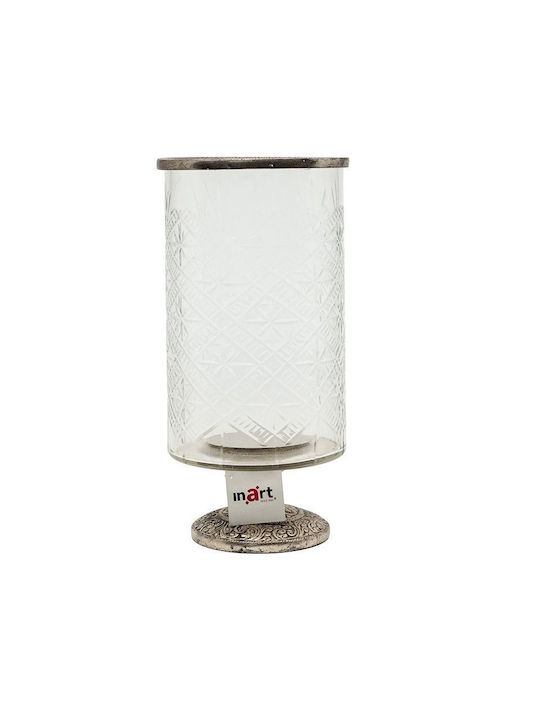 Dekorative Glasvase Silber Basis 14xH28cm