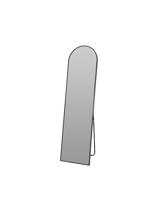 Zaros Gewölbter Boden- oder Standspiegel mit Schwarzem Aluminium Rahmen 150x40cm