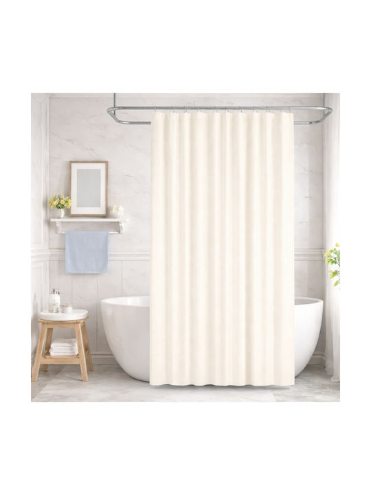 My Home Luxury Fabric Shower Curtain 180x180cm Ecru