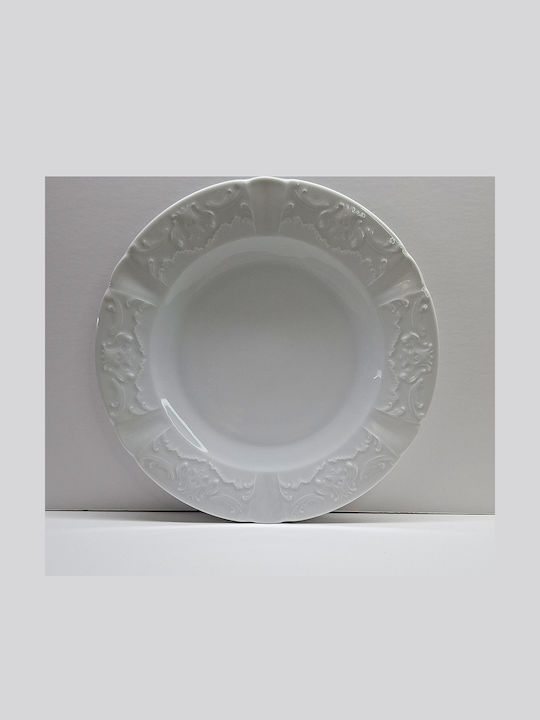 Cryspo Trio Regina Shallow Plate From White Porcelain 27cm