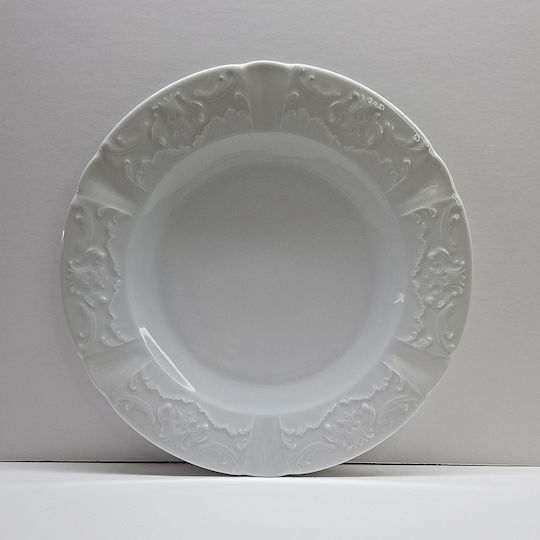 Cryspo Trio Regina Shallow Plate From White Porcelain 27cm