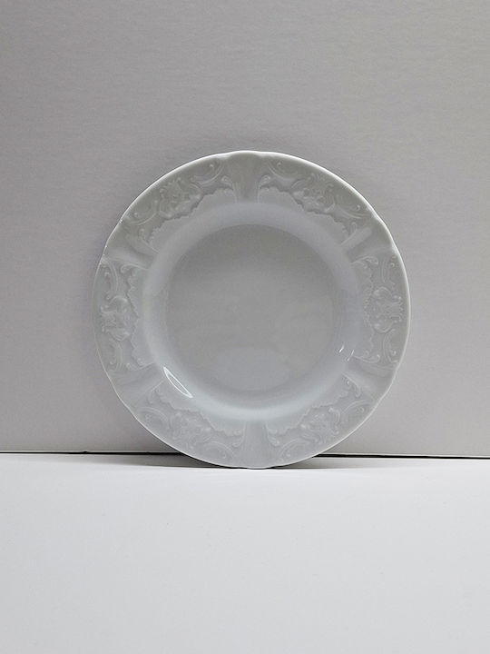 Cryspo Trio Regina Dessert Plate Made of White Porcelain 16cm