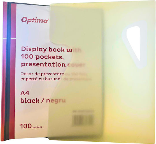 Optima Plastic Product Customizable Presentation Folder A4 100 Sleeves Hard Cover 500 Microns Optima Black