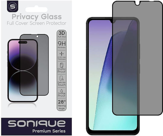 Sonique 3D 0.33мм Пълно Лепило Поверителност Закалено Стъкло Черен (Redmi 14C / Poco C75 Realme C75 4G)