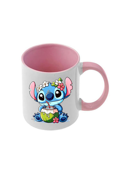 Κούπα Lilo&stitch Ροζ Λαβή Εσωτερικό