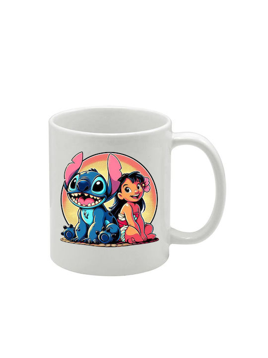 Λευκή Κούπα Lilo&stitch