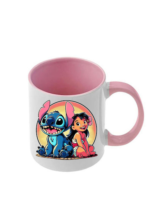 Κούπα Lilo&stitch Ροζ Λαβή Εσωτερικό