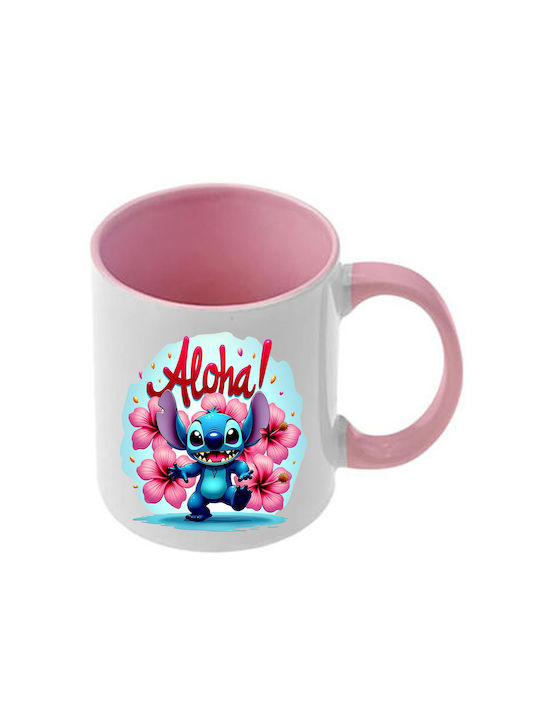 Κούπα Lilo&stitch Ροζ Λαβή Εσωτερικό