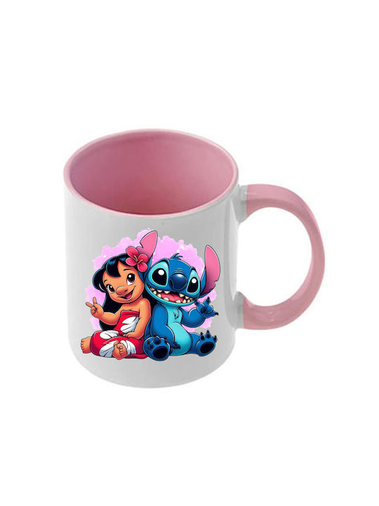 Κούπα Lilo&stitch Ροζ Λαβή Εσωτερικό