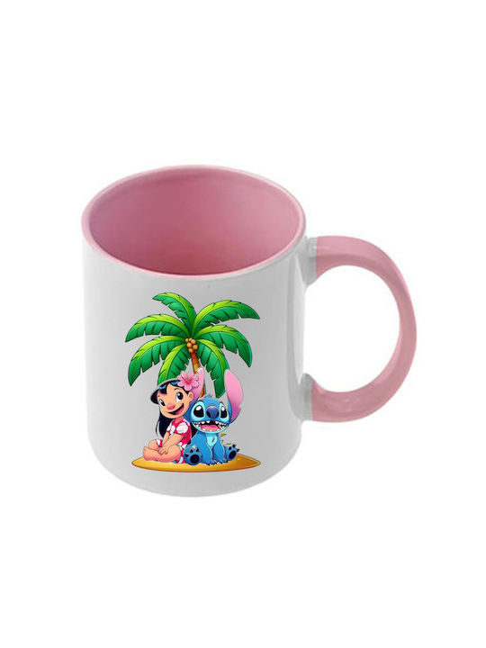 Κούπα Lilo&stitch Ροζ Λαβή Εσωτερικό