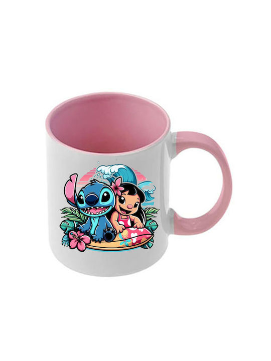 Κούπα Lilo&stitch Ροζ Λαβή Εσωτερικό