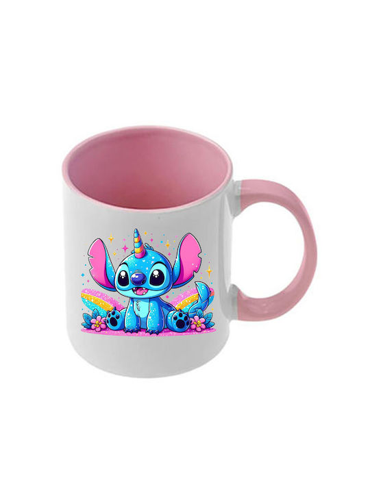 Κούπα Lilo&stitch Ροζ Λαβή Εσωτερικό