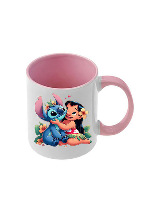 Κούπα Lilo&stitch Ροζ Λαβή Εσωτερικό