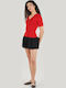 Damen Bluse mit V-Ausschnitt Rote