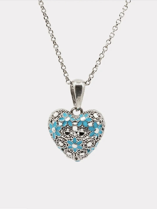 Necklace With Heart Design In Silver
