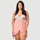 Plus Size Babydoll Διακόσμηση Λουλουδιών Orange Flower Decoration Loose Comfortable Open Front Babydoll Ροζ